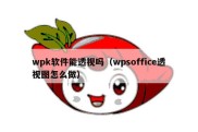 wpk软件能透视吗（wpsoffice透视图怎么做）